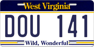 WV license plate DOU141