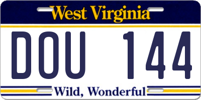 WV license plate DOU144