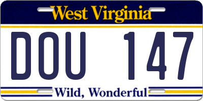 WV license plate DOU147