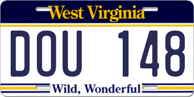 WV license plate DOU148