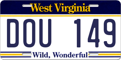 WV license plate DOU149