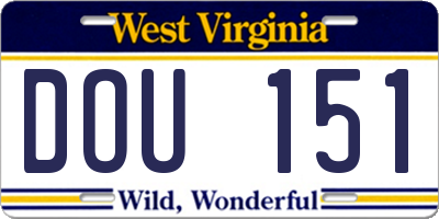 WV license plate DOU151