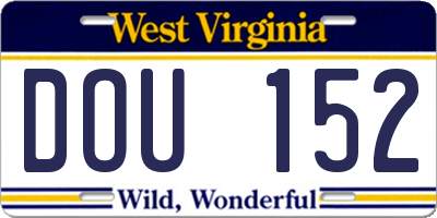 WV license plate DOU152
