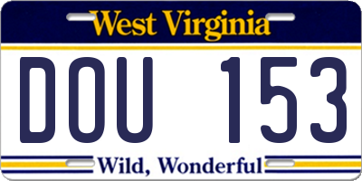 WV license plate DOU153
