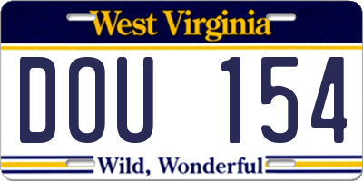 WV license plate DOU154