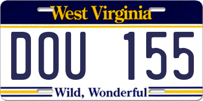 WV license plate DOU155