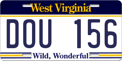 WV license plate DOU156