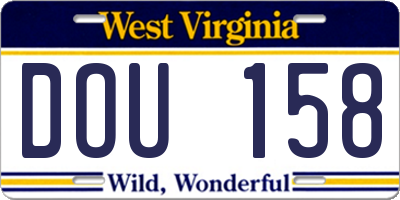 WV license plate DOU158