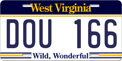 WV license plate DOU166