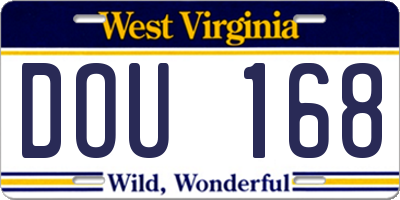 WV license plate DOU168