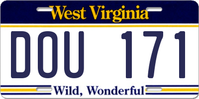 WV license plate DOU171
