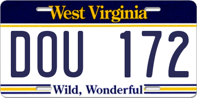 WV license plate DOU172