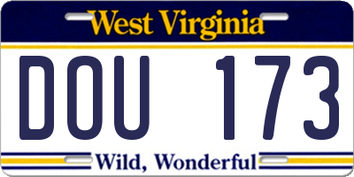 WV license plate DOU173