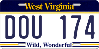 WV license plate DOU174