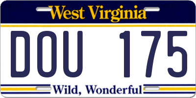 WV license plate DOU175