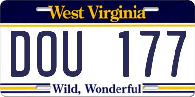 WV license plate DOU177