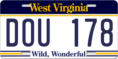 WV license plate DOU178