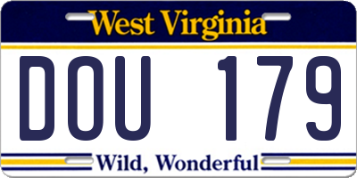 WV license plate DOU179