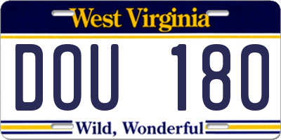WV license plate DOU180
