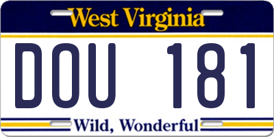 WV license plate DOU181