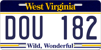 WV license plate DOU182
