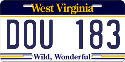 WV license plate DOU183