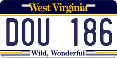 WV license plate DOU186