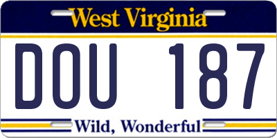 WV license plate DOU187