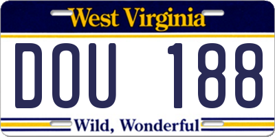 WV license plate DOU188