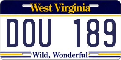 WV license plate DOU189