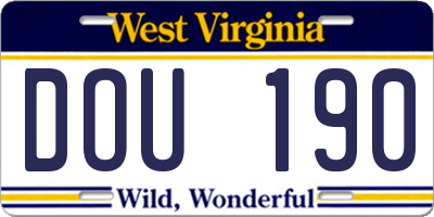 WV license plate DOU190