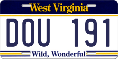 WV license plate DOU191