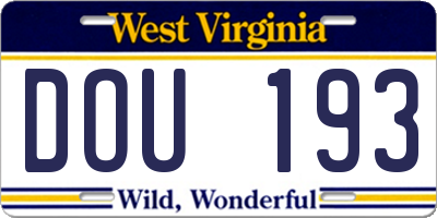WV license plate DOU193