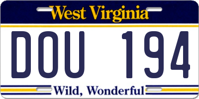 WV license plate DOU194
