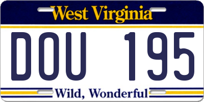WV license plate DOU195