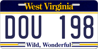 WV license plate DOU198