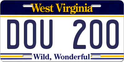 WV license plate DOU200