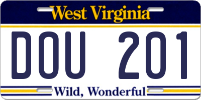 WV license plate DOU201
