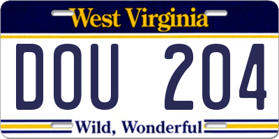 WV license plate DOU204