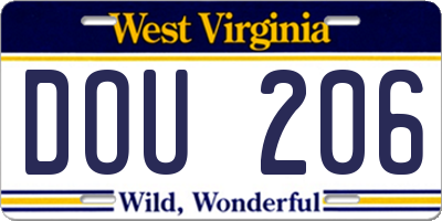 WV license plate DOU206
