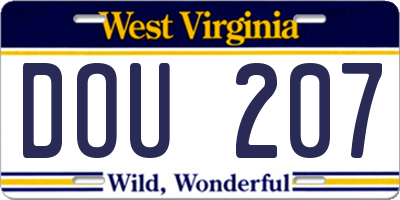 WV license plate DOU207