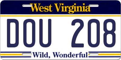 WV license plate DOU208