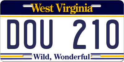 WV license plate DOU210