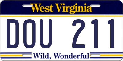 WV license plate DOU211