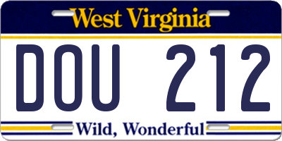 WV license plate DOU212
