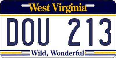 WV license plate DOU213