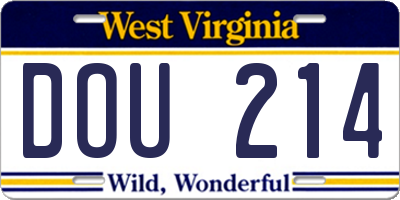 WV license plate DOU214