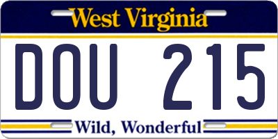 WV license plate DOU215