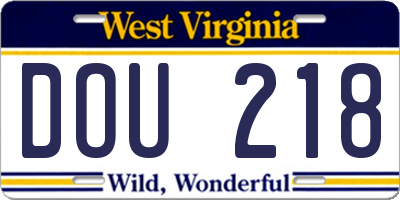 WV license plate DOU218