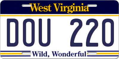 WV license plate DOU220